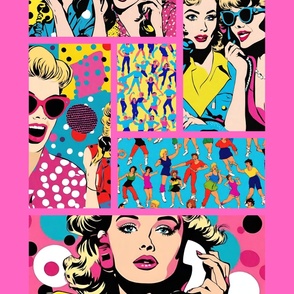 80s Valley Girls Pop Art Telephone Pink