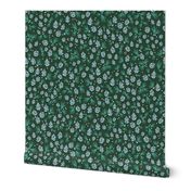 Pinecones, Berries and Evergreen Boughs on Forest Green - Large