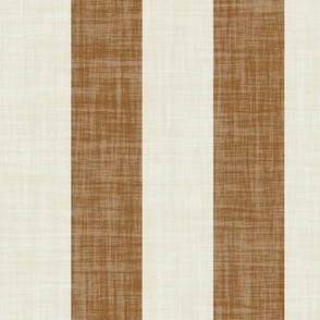 Cabana stripe with linen texture minimal bold 4 inch caramel brown stripes on cream white