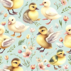 Baby Ducks Floral Print