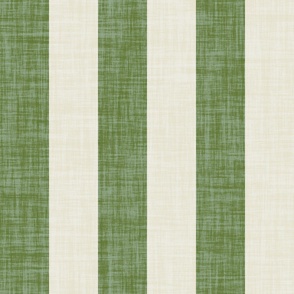 Cabana stripe with linen texture, minimal bold 4 inch army green stripes on cream white