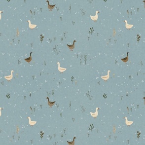 Duck town - Ducks in the meadow Blue M