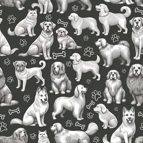 Monochrome Dogs On Gray