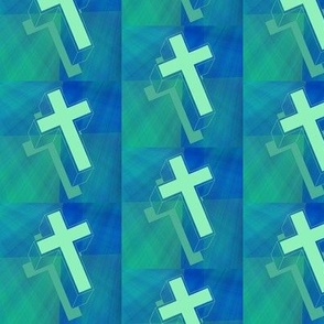 Crosses on blue green gradient