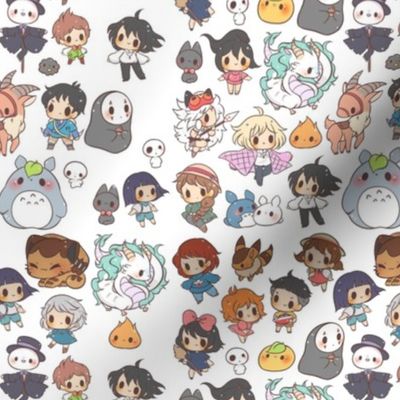 ghibli anime characters chibi white