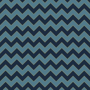 Chevron in navy, blue-grey and yellow