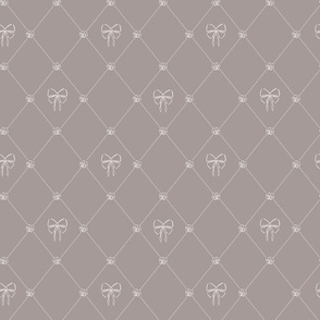 Large Diamond Floral and Bows on French Grey Background