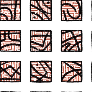 LARGE_Wild Maze Squares_Black and red_Splash of Red Collection