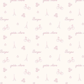 My little Paris Bonjour Petite Cherie in Pink and Off White | Small Version