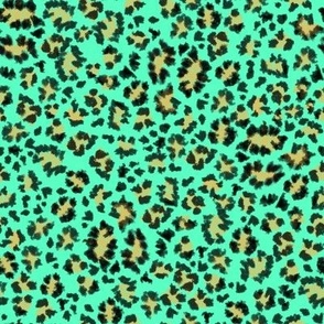 Leopard skin on turquoise greenish cyan 