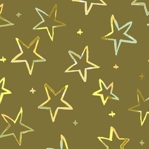 583 - large scale wonky organic irregular hand painted watercolor Christmas Stars - for children's apparel_ festive table cloths_ modern seasonal decor_ non traditional colors