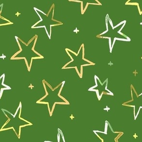 583 - large scale wonky organic irregular hand painted watercolor Christmas Stars - for children's apparel_ festive table cloths_ modern seasonal decor_ non traditional colors