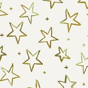 583 - large scale wonky organic irregular hand painted watercolor Christmas Stars - for children's apparel_ festive table cloths_ modern seasonal decor_ non traditional colors