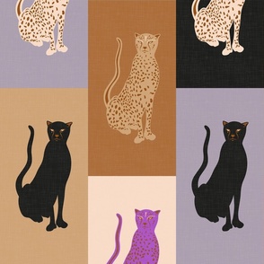 Graceful Animals - Big Cats in Orchid, Lavender, Blush, and Sand Shades / Large