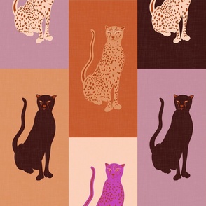 Graceful Animals - Big Cats in Pink and Sand Shades / Large