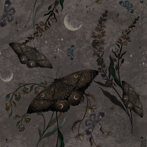 Grunge Fairy Black Witch Moth Pattern