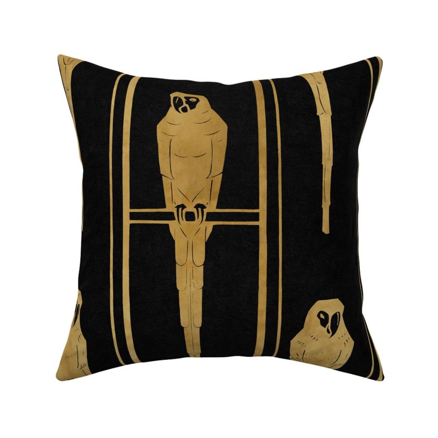 THE GATSBY COLLECTION - ARA BIRDS IN GOLD ON BLACK FELT