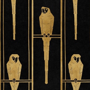 THE GATSBY COLLECTION - ARA BIRDS IN GOLD ON BLACK FELT
