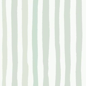 Painterly Stripe in medium scale in Sage + Mint Green 