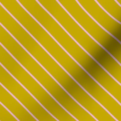 S| Pink Diagonal stripes on mustard yellow