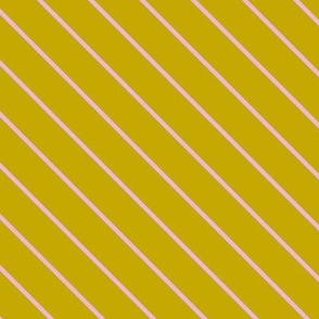 S| Pink Diagonal stripes on mustard yellow
