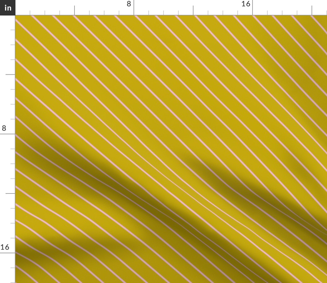 S| Pink Diagonal stripes on mustard yellow