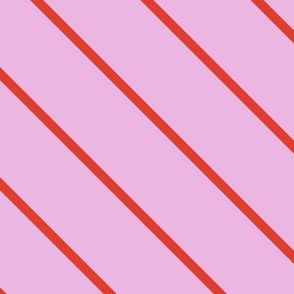 L| Red Diagonal stripes on bubblegum pink