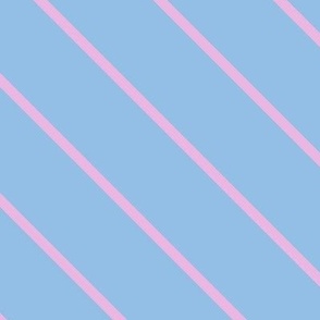 L| Pink Diagonal stripes on baby blue
