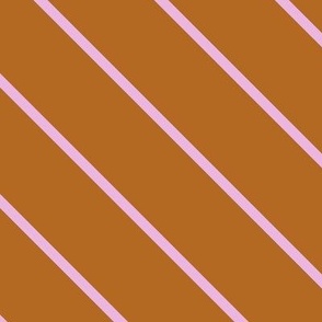 L| Pink Diagonal stripes on earthy brown