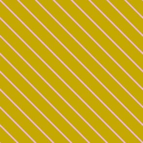 M| Pink Diagonal stripes on mustard yellow