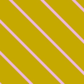 L| Pink Diagonal stripes on mustard yellow