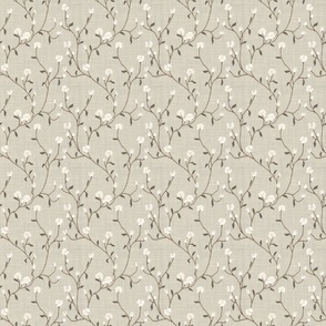 Rustic Almond Blossom Grid - Textured Chinoiserie Serenity Foliage - Small