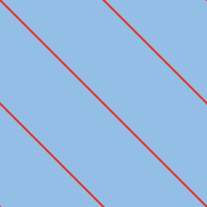 L| Minimal red diagonal stripy stripe on sky blue