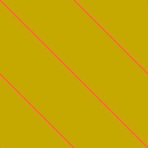 L| Minimal orange -red diagonal stripy stripe on mustard yellow