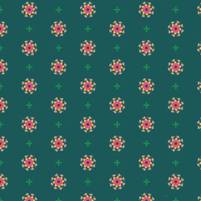 Abstract Psychedelic Floral Print 1 - Summer Blush [Bayberry Green]