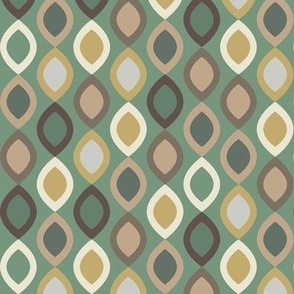 Abstract Modern Geometric in Gold Cream Brown and Green - Small