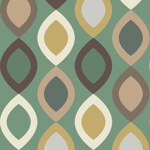 Abstract Modern Geometric in Gold Cream Brown and Green - Medium