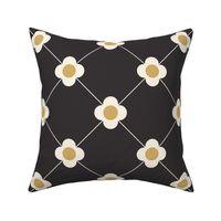 Hamptons Home Flower Argyle - cream daisies on charcoal 