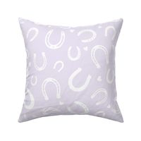 Horseshoes and Hearts white on pale lilac - medium-large scale