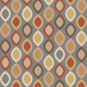 Abstract Modern Geometric in Red Gold Cream and Grey - Small