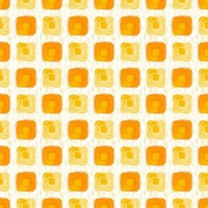 Preppy modern grid squares in orange and white. Extra small scale