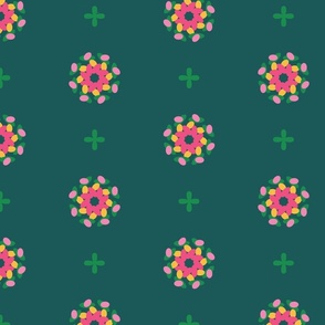 Oversized Abstract Psychedelic Floral Print 1 - Summer Blush [Bayberry Green]
