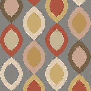 Abstract Modern Geometric in Red Gold Cream and Grey - Medium