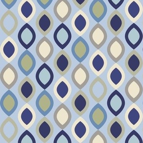 Abstract Modern Geometric in Blue Green Beige and Light Blue - Small