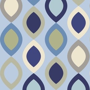 Abstract Modern Geometric in Blue Green Beige and Light Blue - Medium