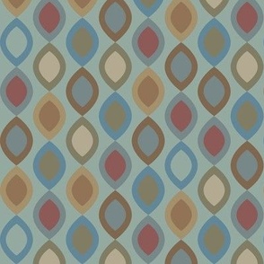 Abstract Modern Geometric in Red Brown Blue and Teal - Small