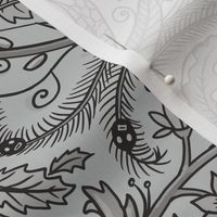 Eternal lovers - gothic academia in dark silver grey  - damask 