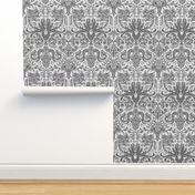 Eternal lovers - gothic academia in silver grey  - damask