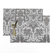 Eternal lovers - gothic academia in silver grey  - damask