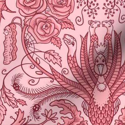 Eternal lovers - gothic academia in rose red  - damask